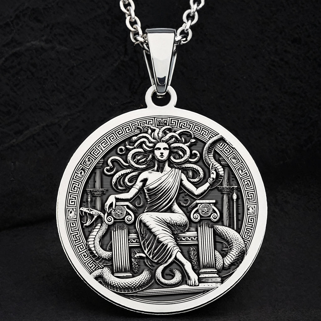 Medusa Gorgon Amulet Pendant - 925 Sterling Silver