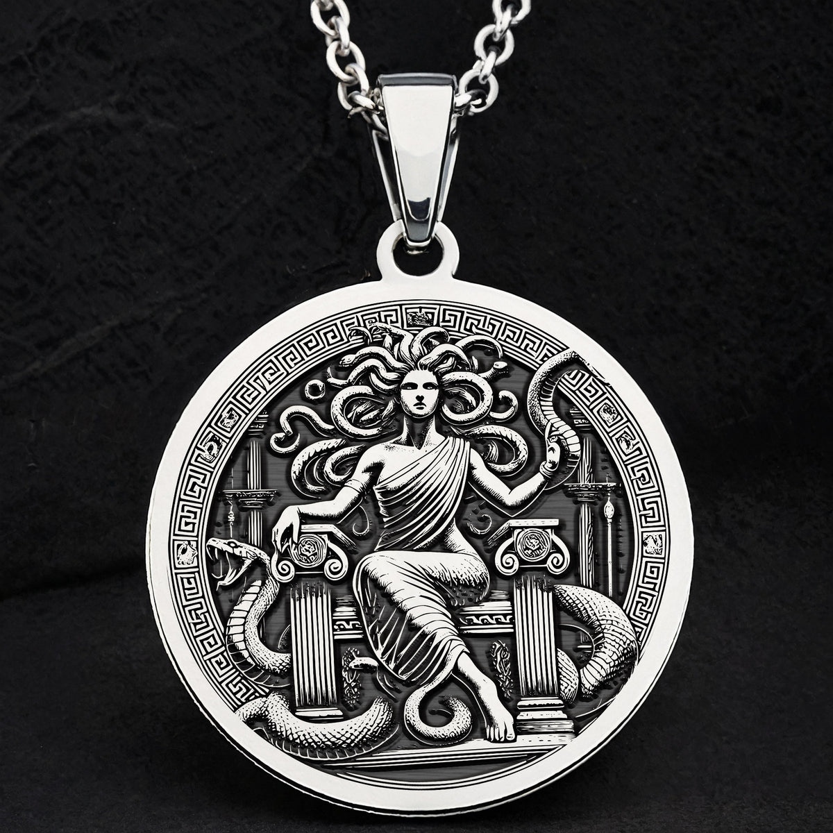 Medusa Pendant Necklace: 14K Gold, Gorgon Amulet, Feminist Power Charm, Greek Mythology Jewelry - View 3