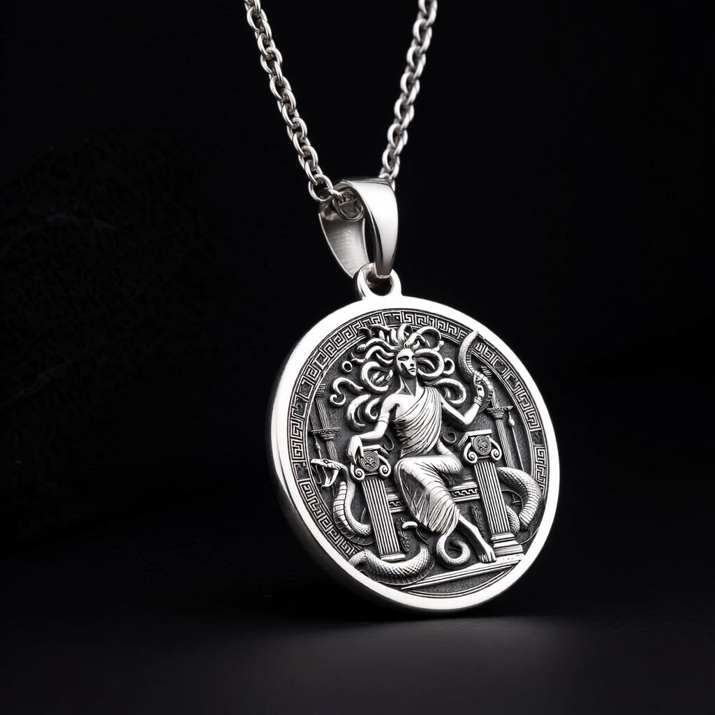 Medusa Gorgon Amulet Pendant - 925 Sterling Silver