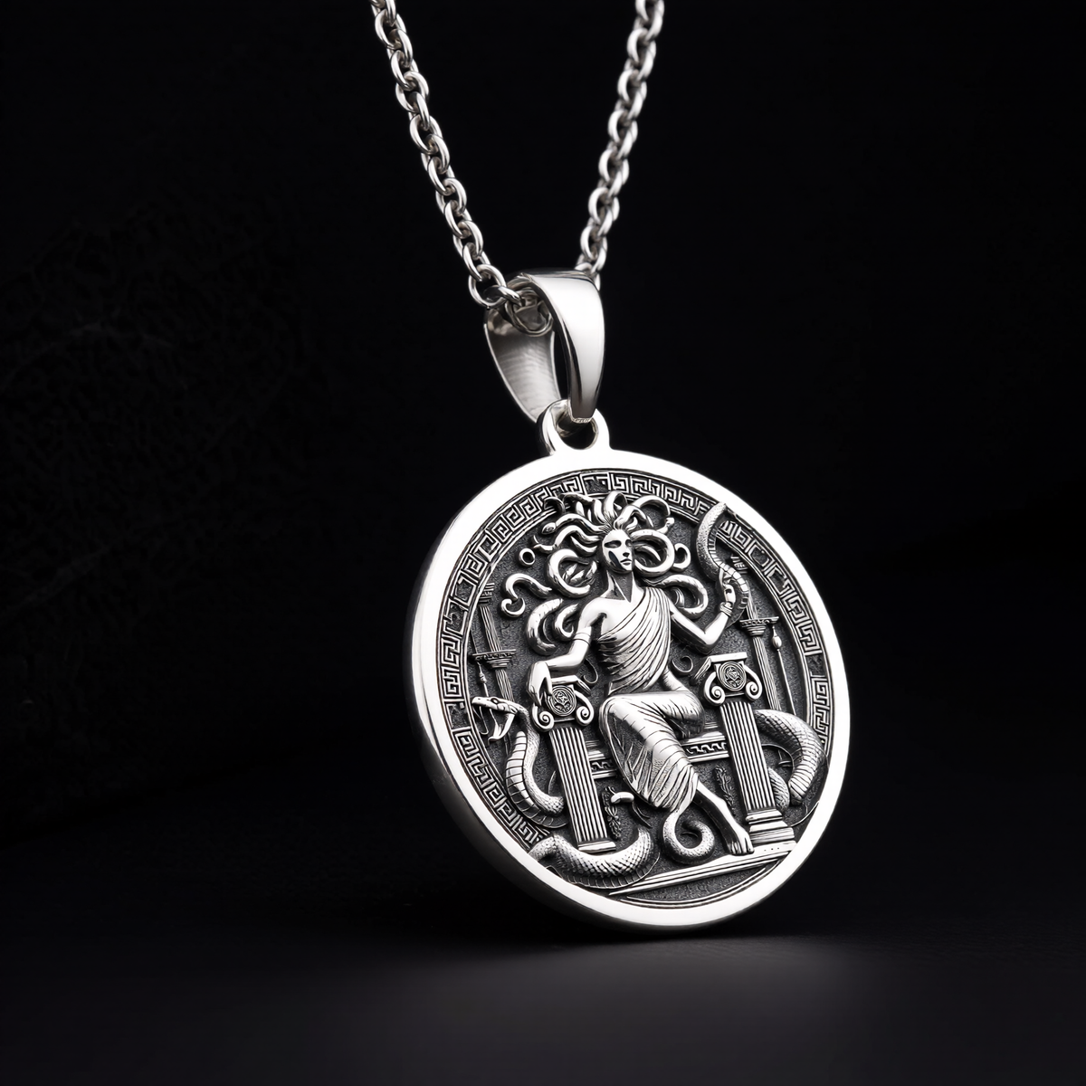 Medusa Gorgon Amulet Pendant - 925 Sterling Silver