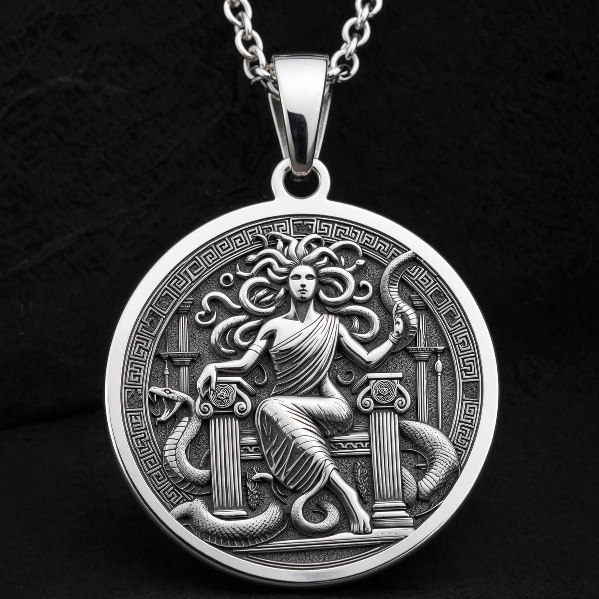 Medusa Gorgon Amulet Pendant - 925 Sterling Silver