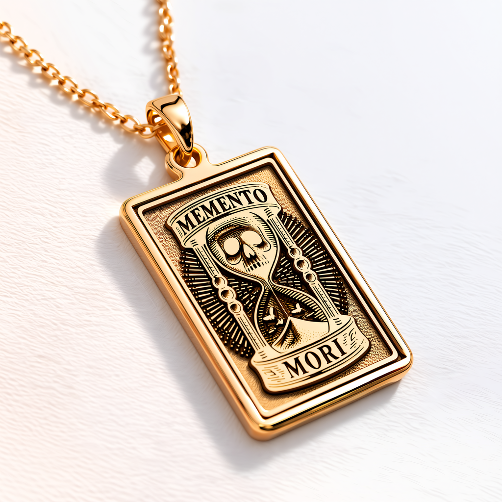 Memento Mori Skull Necklace - 14K Solid Gold, Left Angle View