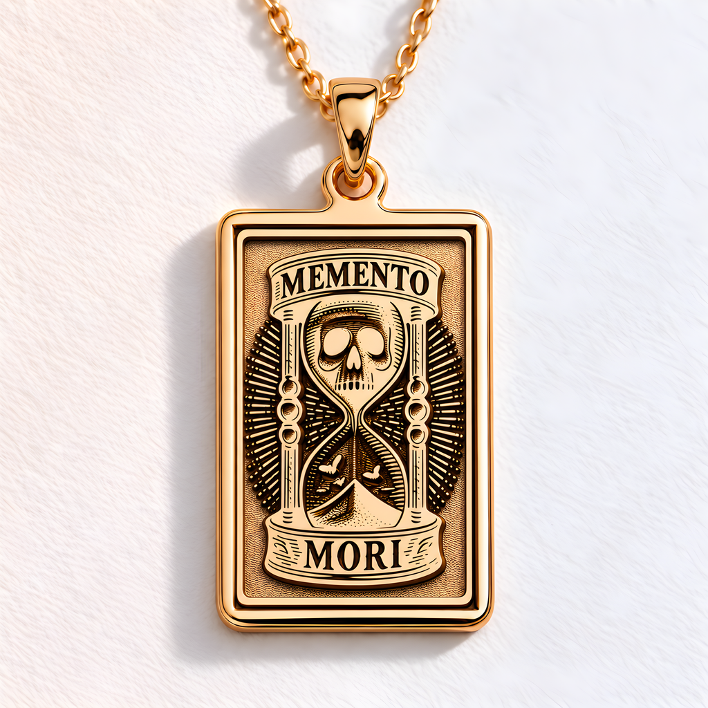 Memento Mori Necklace: 14K Gold with memento mori goth macabre talisman occult amulet - View 48
