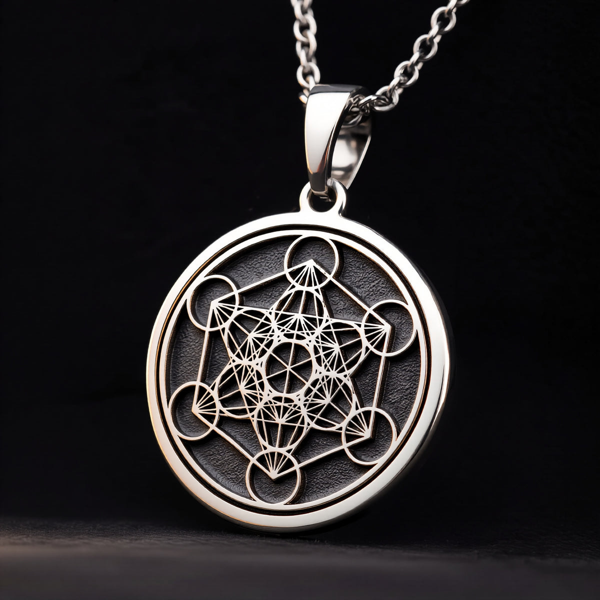 Metatron Cube Necklace: Sterling Silver with sacred geometry metatrons cube amulet talisman - View 2