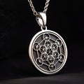 Metatron's Cube Sacred Geometry Talisman Necklace — 925 Sterling Silver & 14K Gold Plated front medallion view