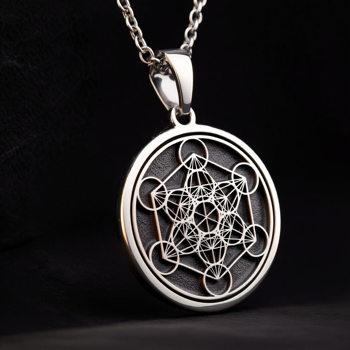 Metatron Cube Necklace: Sterling Silver with sacred geometry metatrons cube amulet talisman - View 1