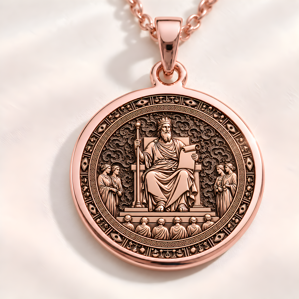 Minos Judge of the Dead Pendant - 14K Rose Gold Plated