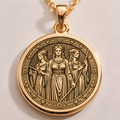 The Fates Pendant Necklace: 14K Gold Greek Moirai, Destiny Weavers Charm - View 2