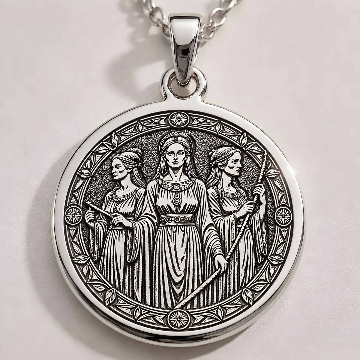 Moirai Fates Destiny Weavers Pendant - 925 Sterling Silver