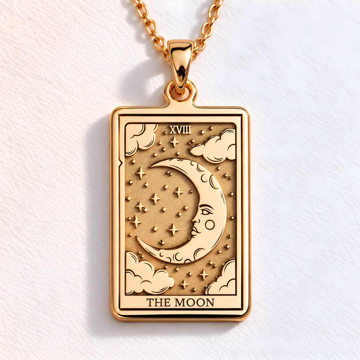 Moon Tarot Card Necklace - 14K Gold Plated