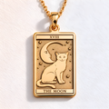 Moon Tarot Card Necklace: 14K Gold with tarot card rider waite occult arcana talisman - View 102