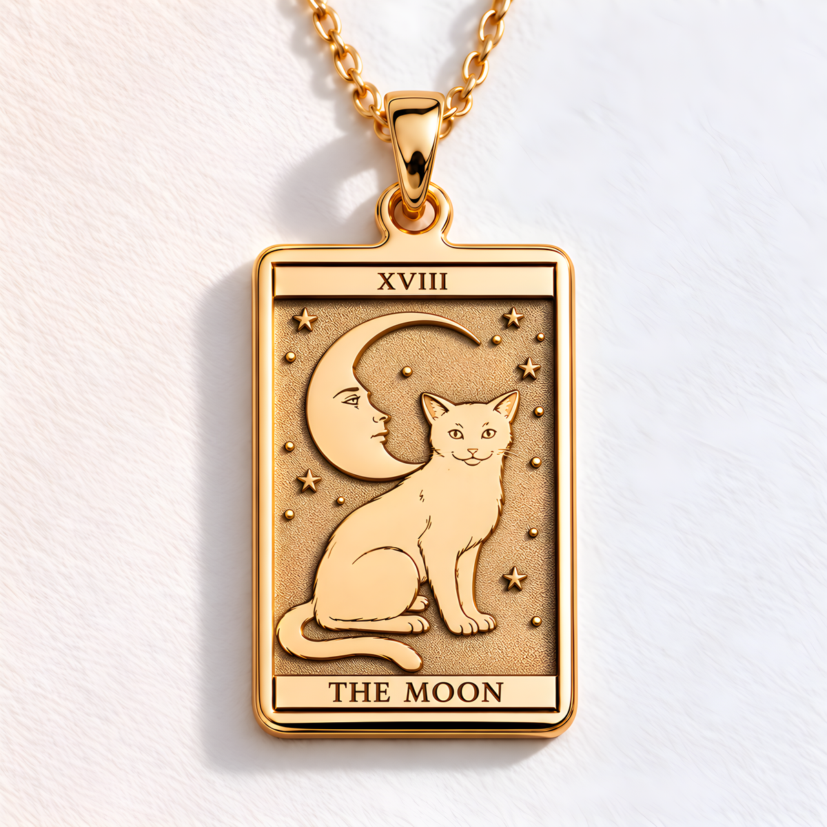 Moon Tarot Card Necklace: 14K Gold with tarot card rider waite occult arcana talisman - View 102