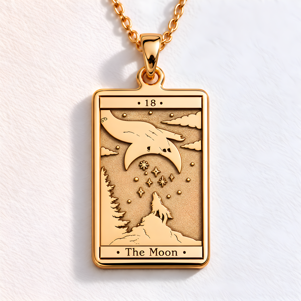 The Moon Tarot Card Necklace: 14K Gold with moon card rider waite occult arcana talisman - View 153