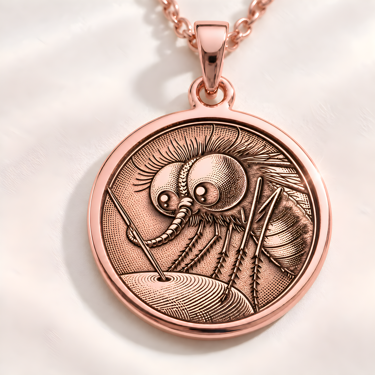 Mosquito Insect Amulet Pendant - 14K Rose Gold Plated