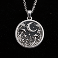 Mushroom & Moon Pendant - 925 Sterling Silver