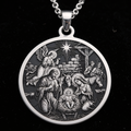 Nativity Scene Medallion Pendant - 925 Sterling Silver