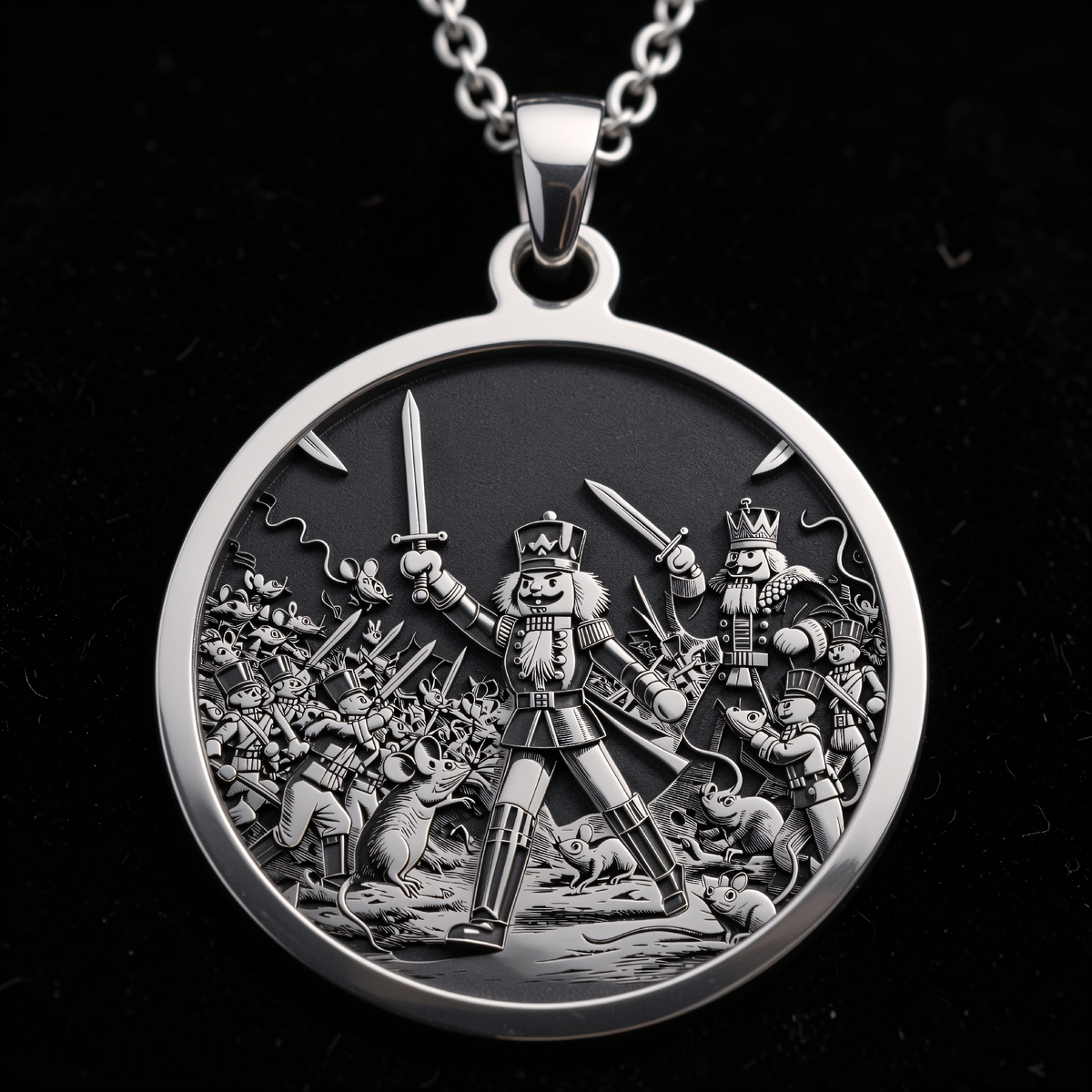 Nutcracker Ballet Dancer Coin Pendant - 925 Sterling Silver