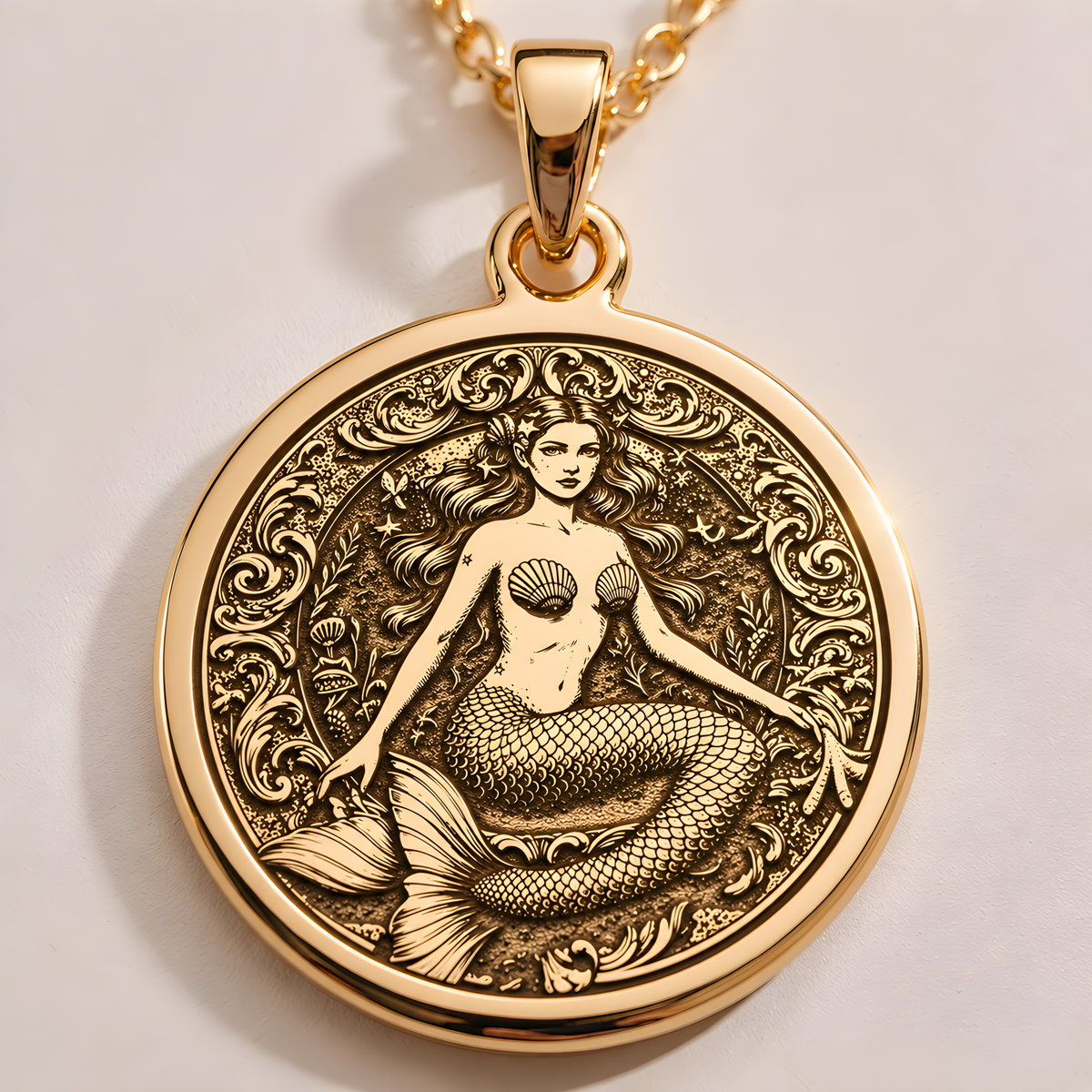 Ocean Goddess Mermaid Necklace - 14K Gold Plated