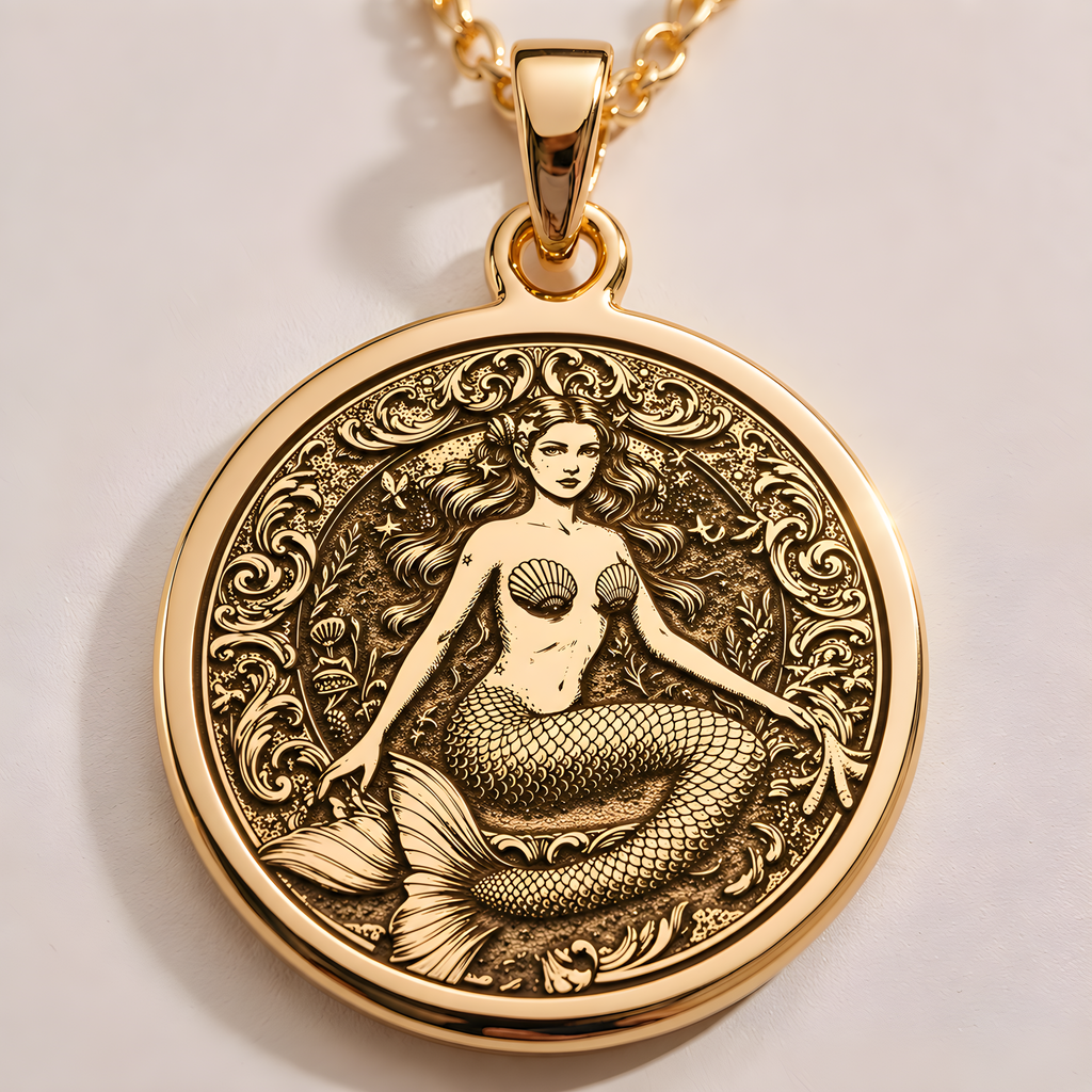 Mermaid Necklace: 14K Gold with sea siren ocean goddess talisman amulet collectible - View 48
