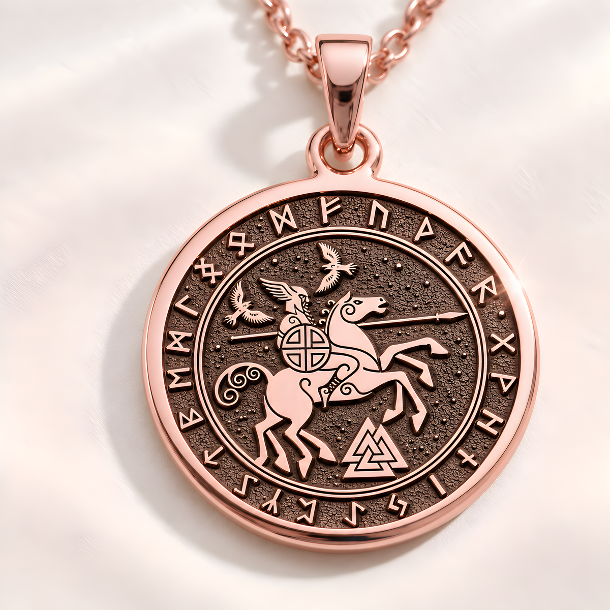 Odin Viking God Pendant - 14K Rose Gold Plated