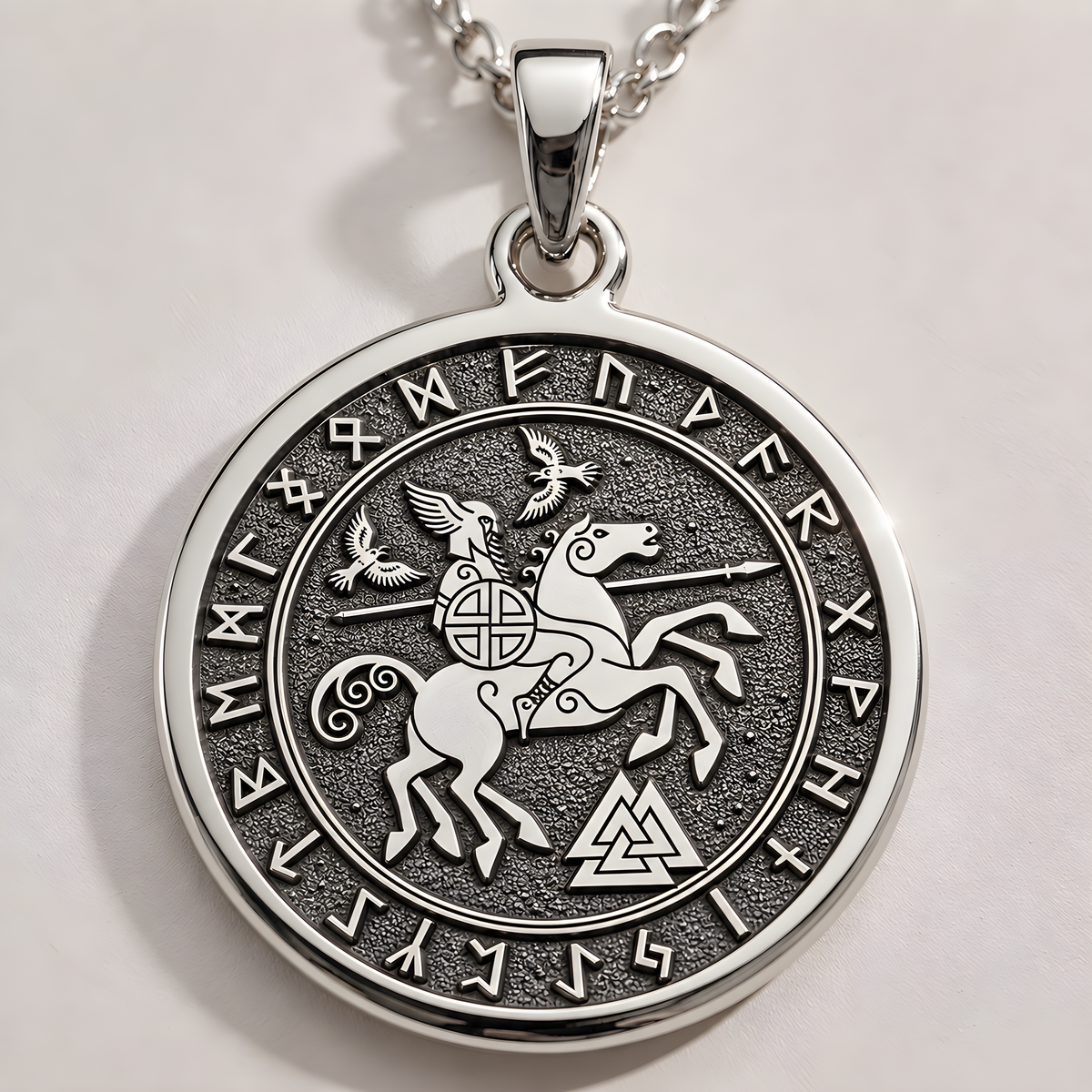 Odin Viking God Pendant - 925 Sterling Silver
