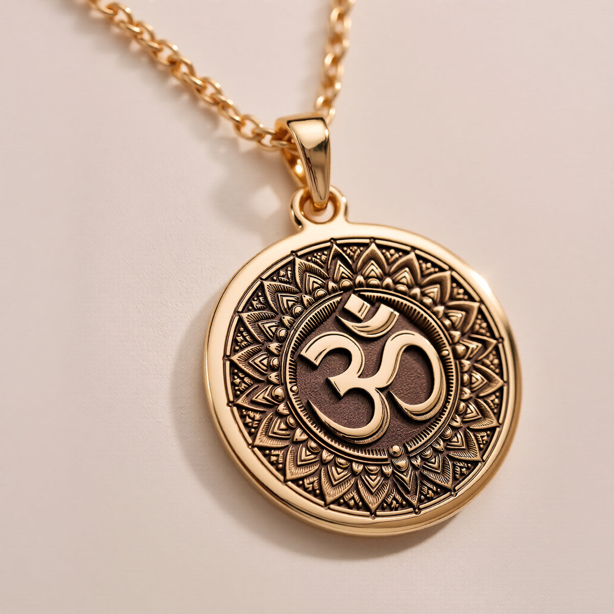 Om Mandala Necklace: 14K Gold with om mandala pendant sacred geometry art amulet - View 48