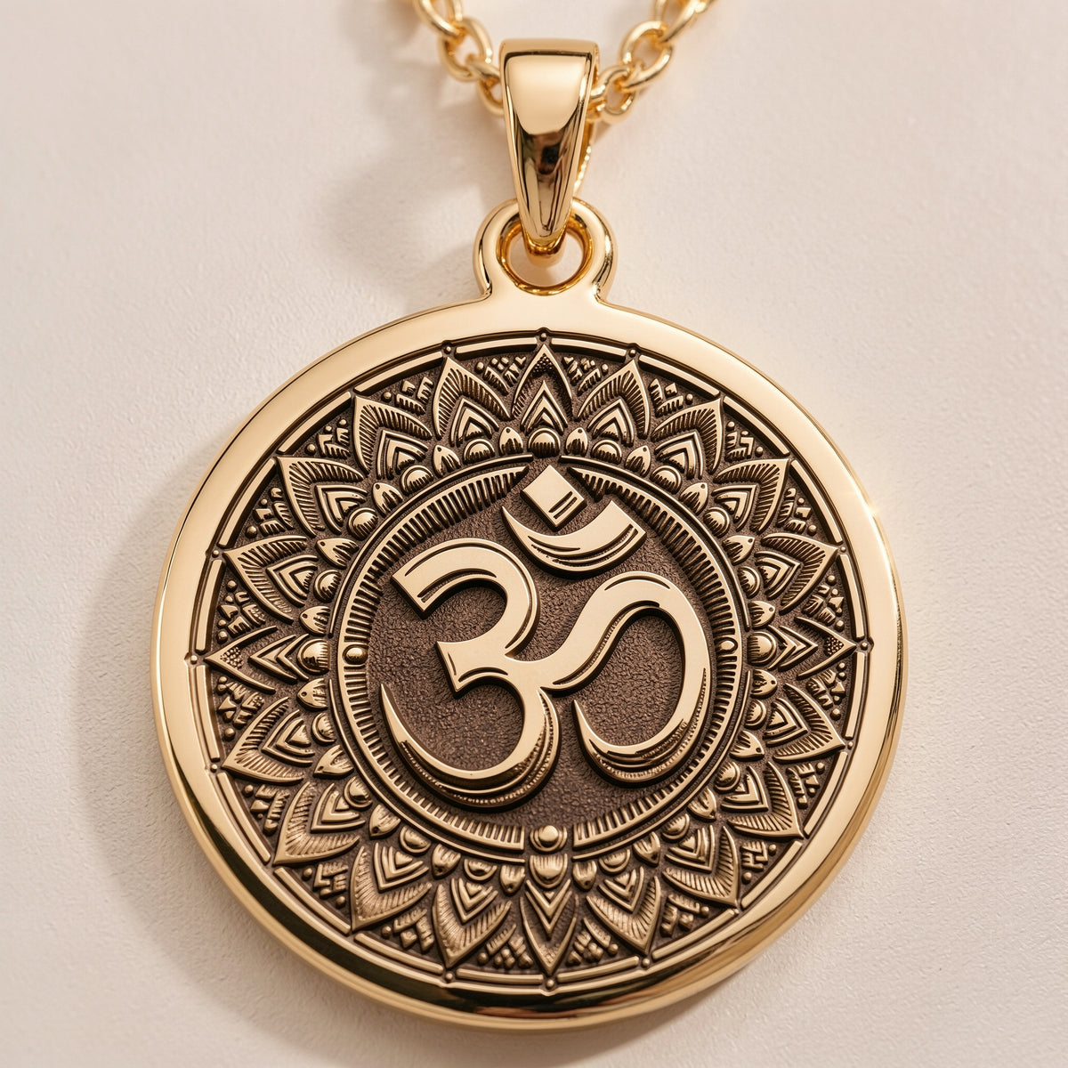 Om Mandala Necklace: 14K Gold with om mandala pendant sacred geometry art amulet - View 48