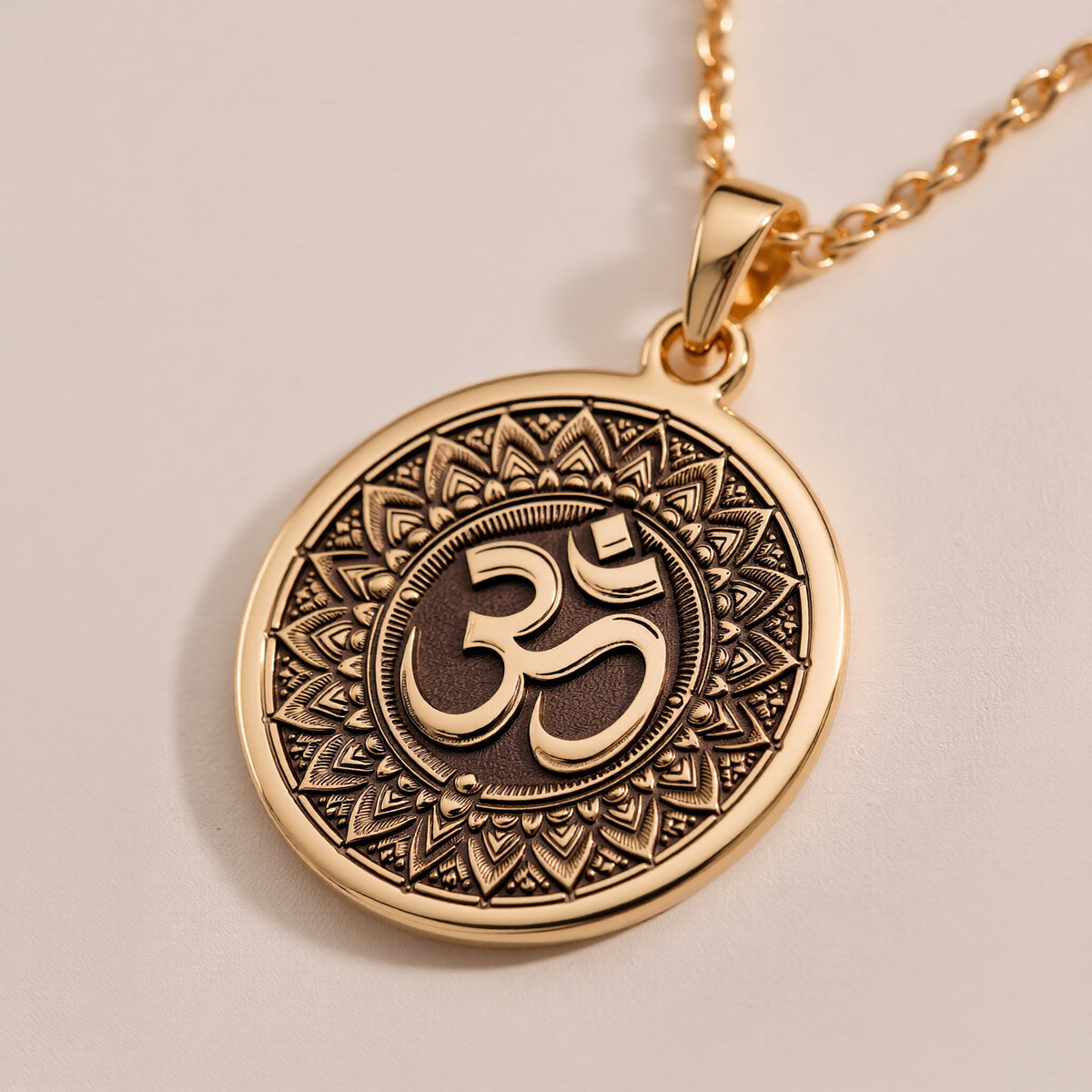 Om Mandala Sacred Geometry Pendant - 14K Gold Plated