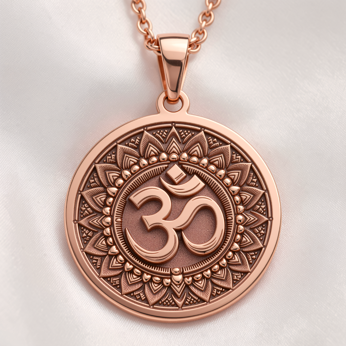 Om Mandala Sacred Geometry Pendant - 14K Rose Gold Plated