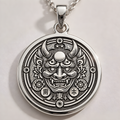 Oni Demon Mask Necklace - 925 Sterling Silver