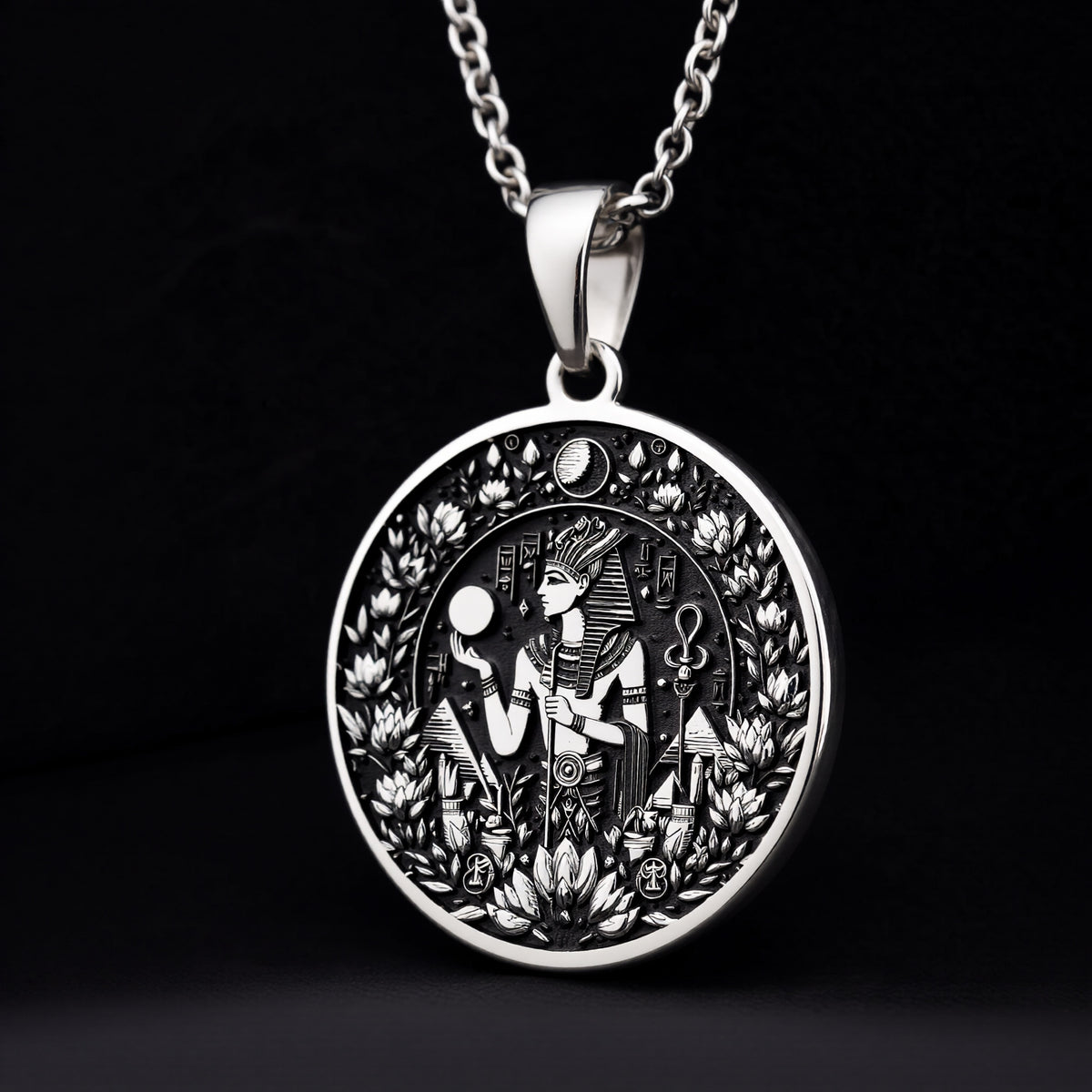 Osiris God Medallion Pendant - 925 Sterling Silver