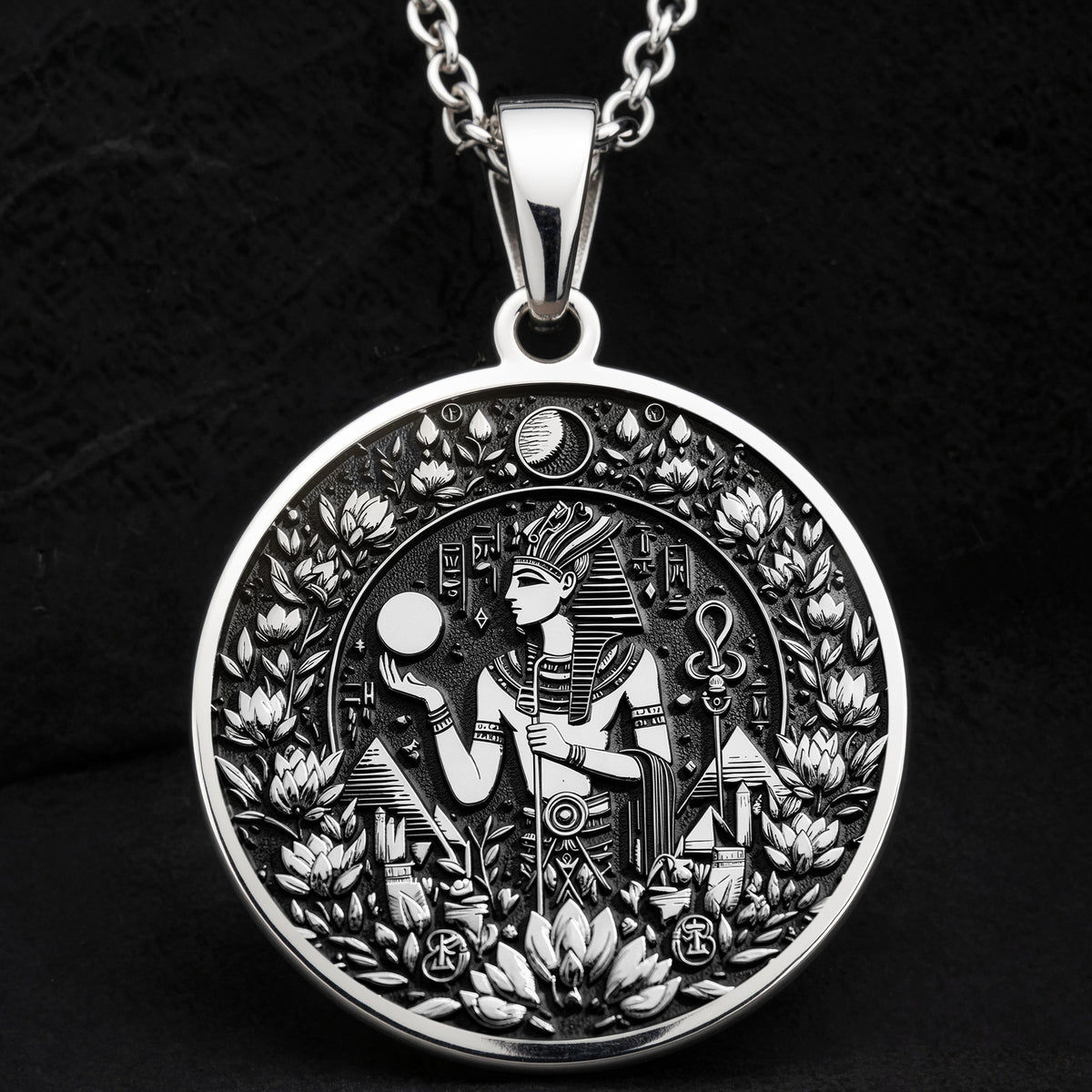 Osiris God Medallion Pendant - 925 Sterling Silver