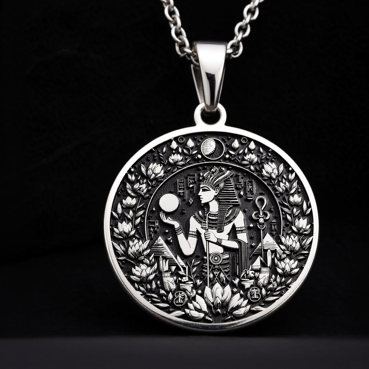 Osiris God Medallion Pendant - 925 Sterling Silver