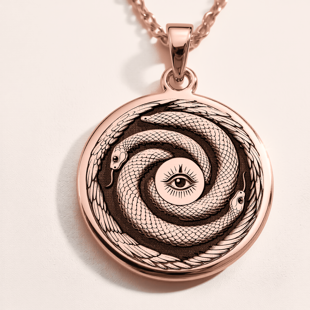 Ouroboros Snake Infinity Pendant - 14K Rose Gold Plated