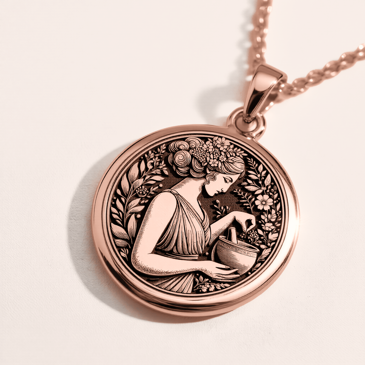 Panacea Goddess Medallion - 14K Rose Gold Plated