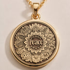 Peace Mandala Spiritual Yoga Pendant - Mindfulness Boho Chic - Görsel 1, 14K Gold Necklace
