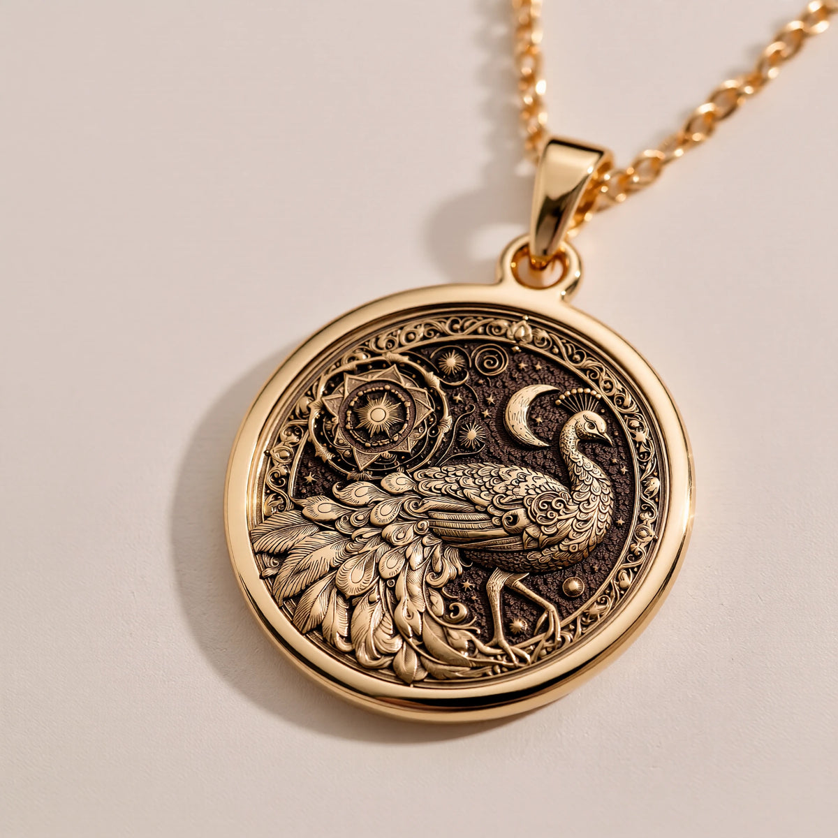 Peacock Mandala Bird Pendant Necklace | Silver & Plated Options - Nature Inspired Spirit Animal - Görsel 3, Animal Jewelry