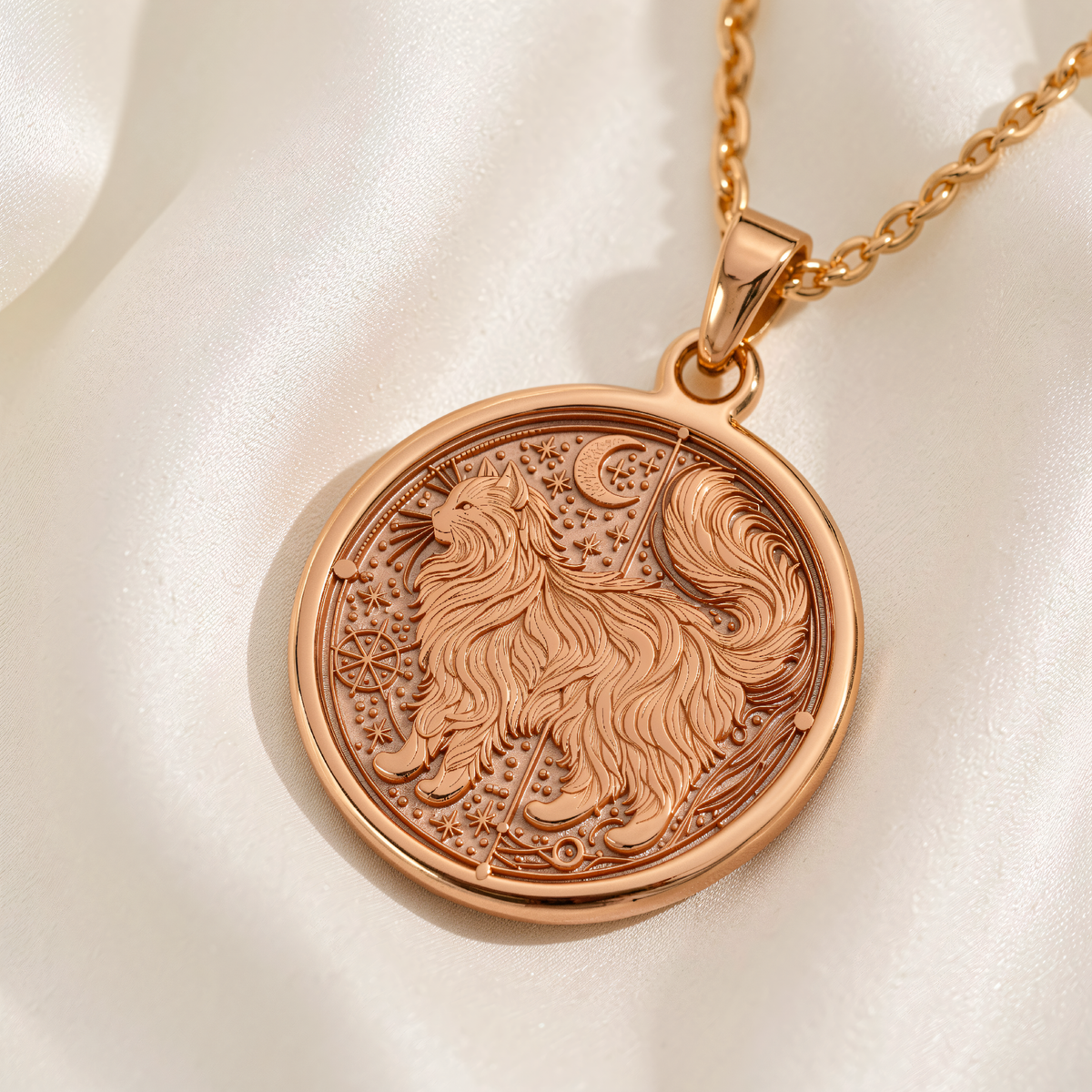 Penelope Medallion Pendant | Silver & Plated Options - Ancient Mythology Protection Talisman - 14K Rose Gold Plated Front View