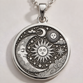 Personalized Celestial Sun & Moon Pendant - 925 Sterling Silver