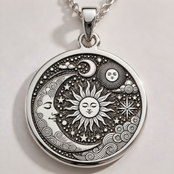 Personalized Celestial Sun & Moon Pendant - 925 Sterling Silver