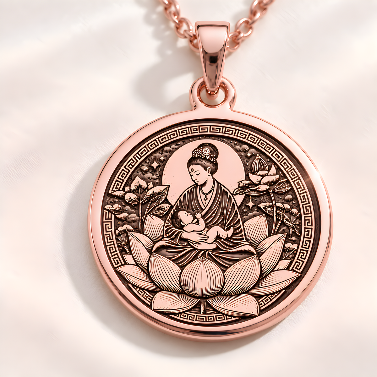 Personalized Motherhood Coin Pendant - 14K Rose Gold Plated