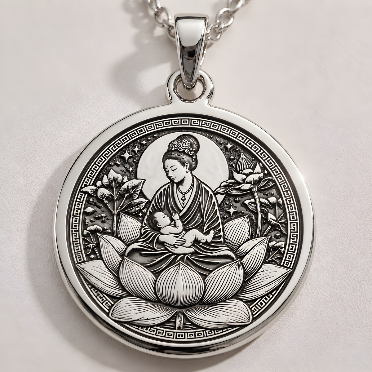 Personalized Motherhood Coin Pendant - 925 Sterling Silver
