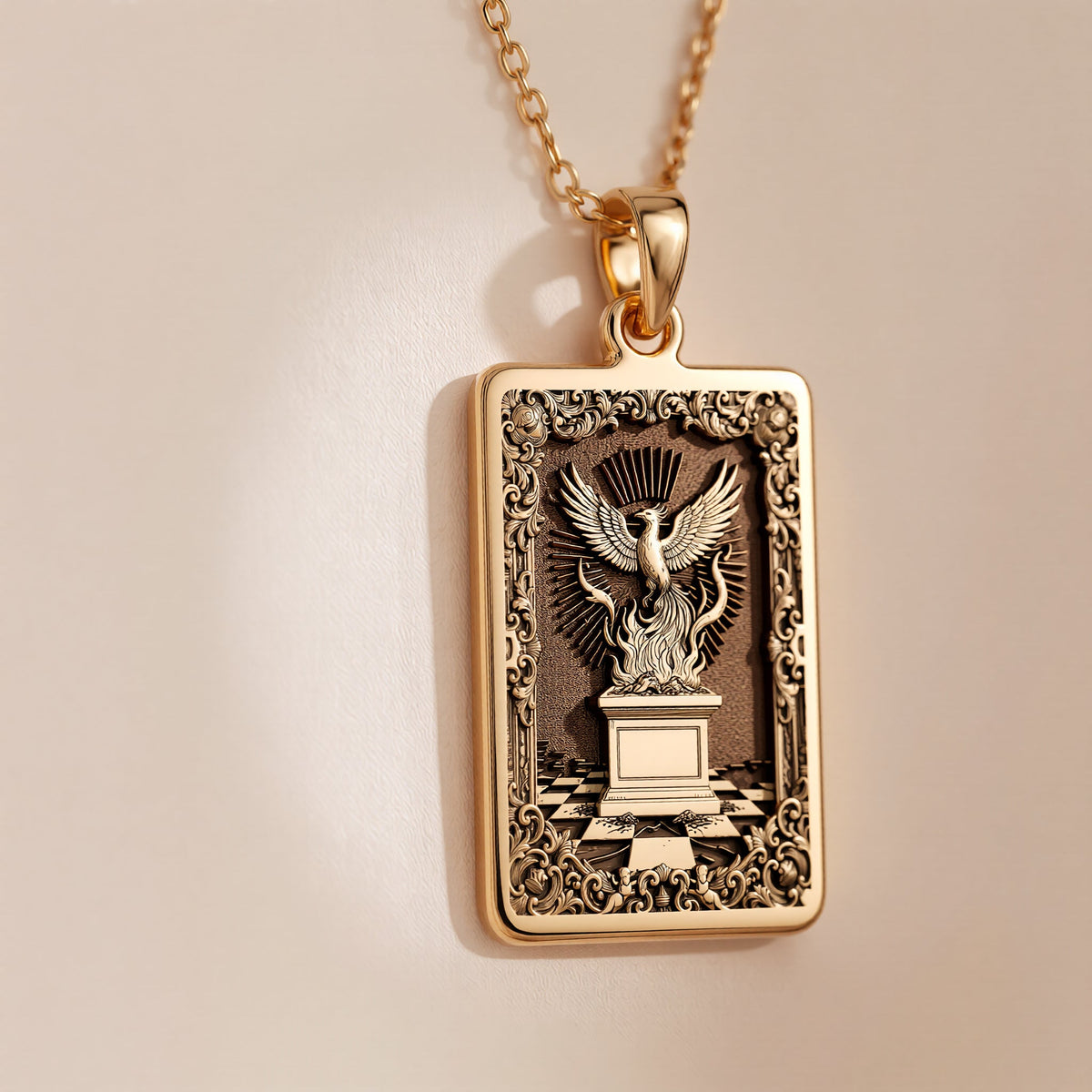 Phoenix Rising from Ashes Rebirth Charm - 14K Gold Plated