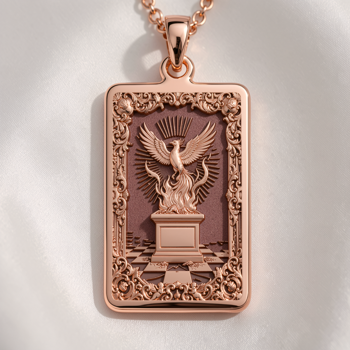 Phoenix Rising from Ashes Rebirth Charm - 14K Rose Gold Plated