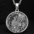 Silver Phoenix Necklace, Phoenix Pendant Silver, Rebirth Symbol Jewelry, Phoenix Rising Charm, Sterling Silver Phoenix, Spiritual Phoenix Jewelry, Mythical Bird Pendant, Silver Phoenix Amulet, Phoenix Medallion, Sacred Phoenix Necklace, Phoenix Totem