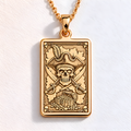 Pirate Skull Pendant Necklace: 14K Gold, Jolly Roger Charm, Nautical Gothic Jewelry - View 2