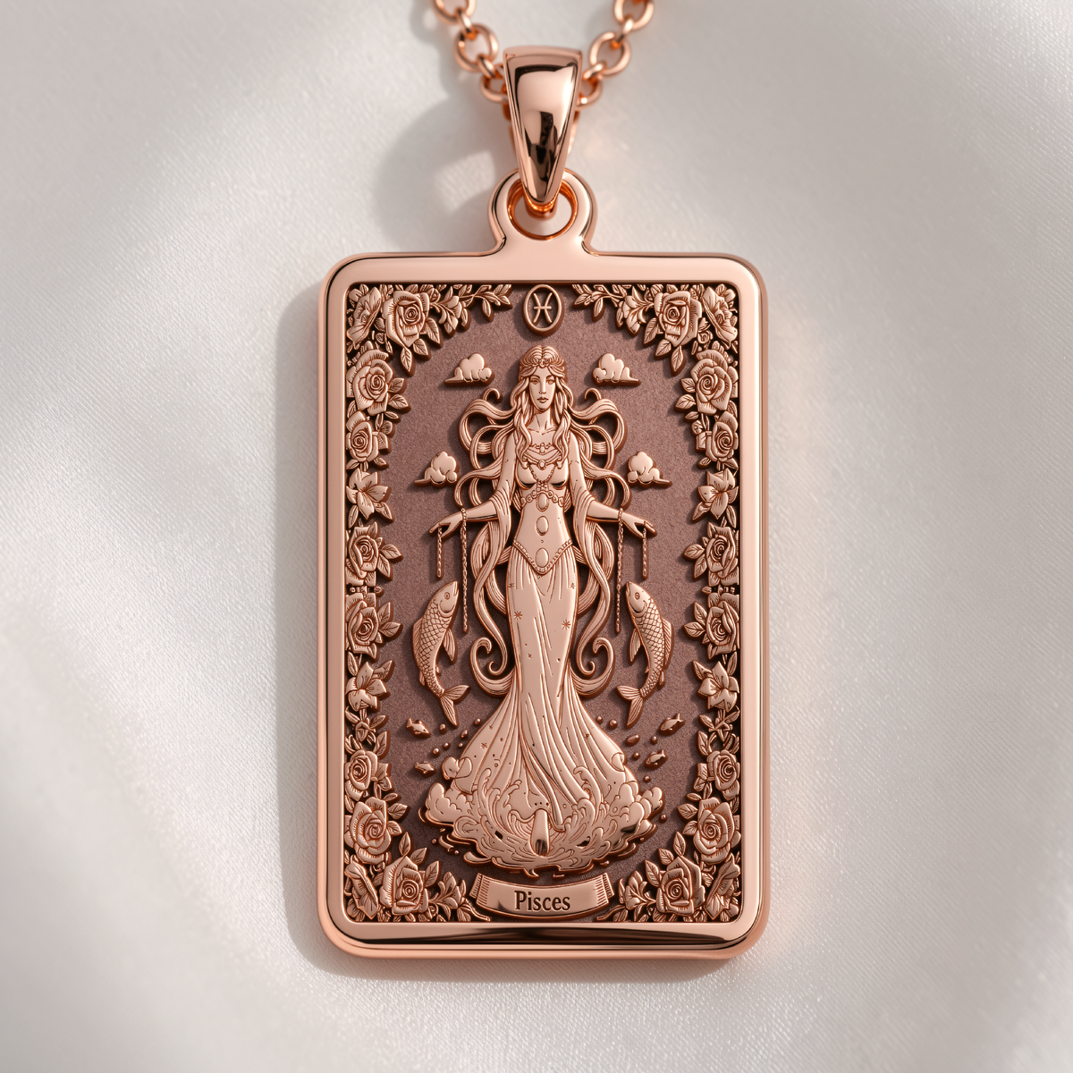 Pisces Constellation Astrological Sign Pendant - 14K Rose Gold Plated