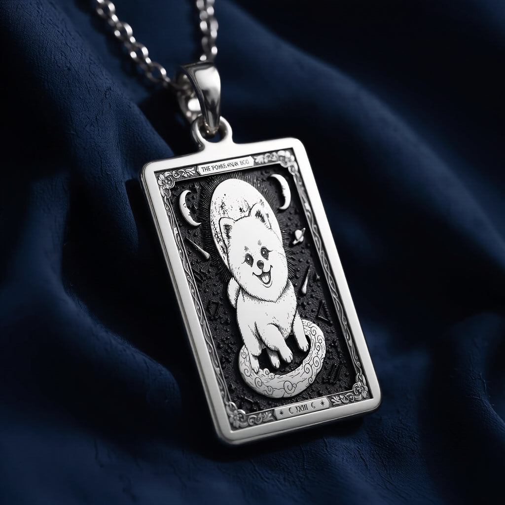 Pomeranian Boo Tarot Dog Mom Charm - 925 Sterling Silver