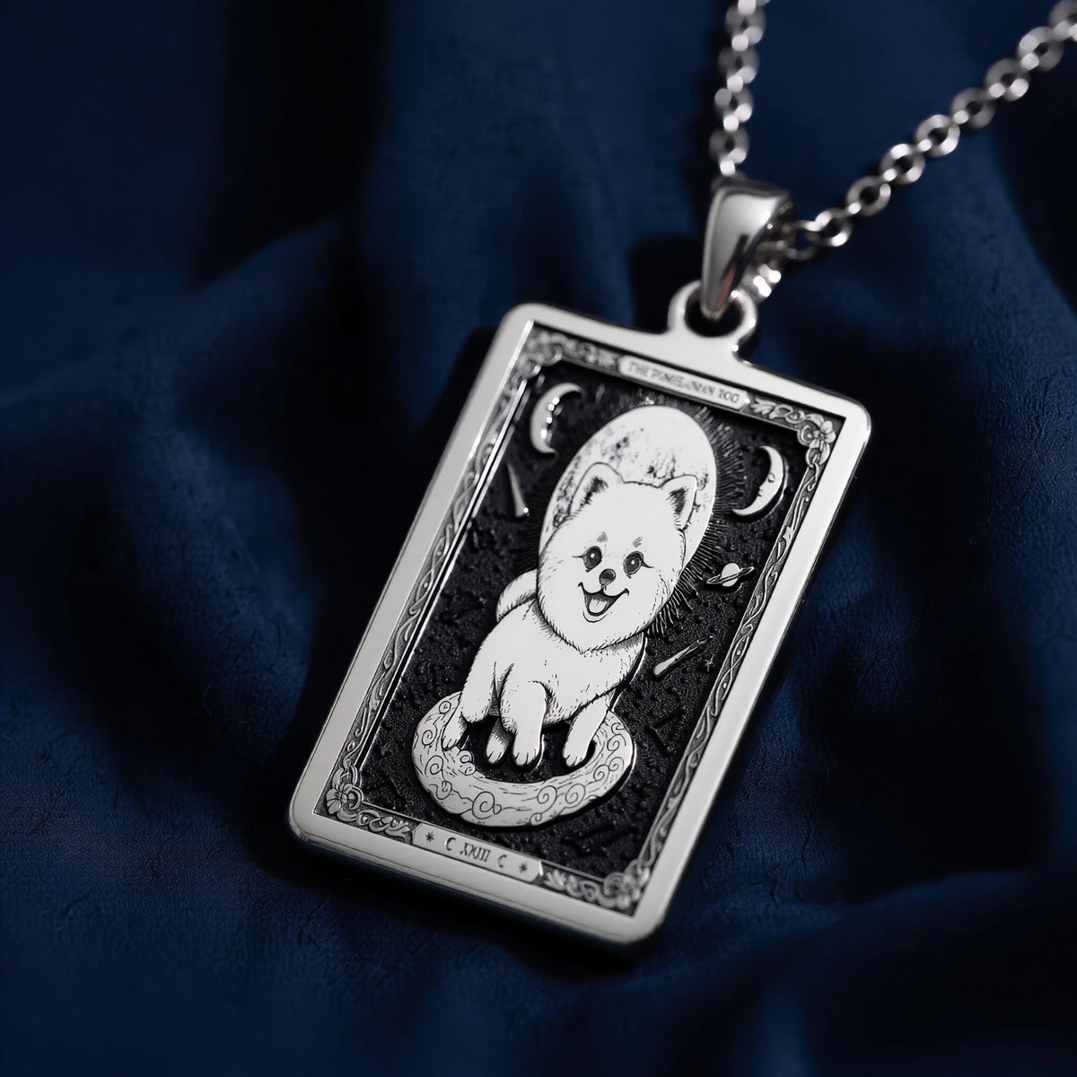 Pomeranian Boo Tarot Dog Mom Charm - 925 Sterling Silver
