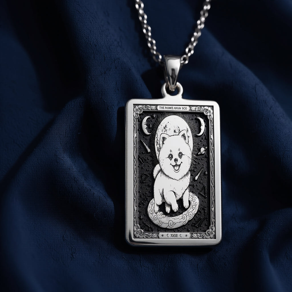 Pomeranian Boo Tarot Dog Mom Charm - 925 Sterling Silver